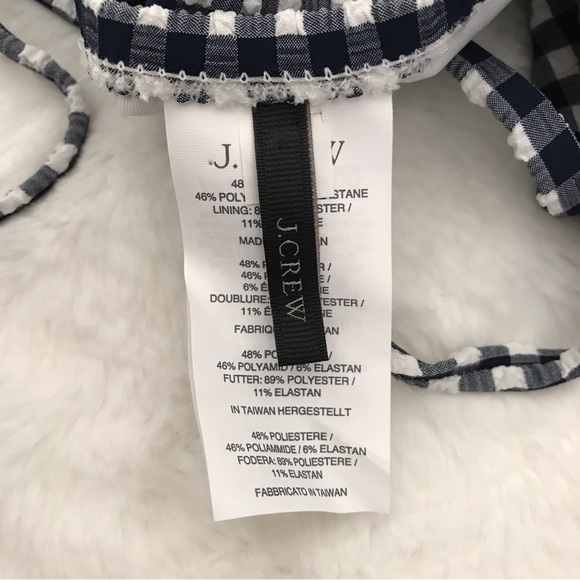 J.Crew Navy Blue Textured Seersucker Gingham One Piece Swimsuit Size 8 - Picture 15 of 15